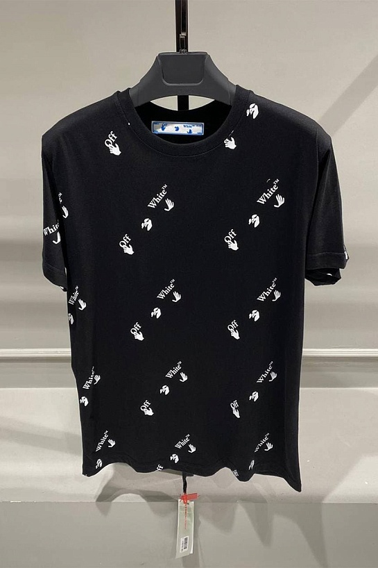 Чёрная оверсайз футболка Off-White all-over logo-print