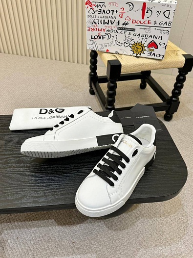Кожаные кроссовки Dolce & Gabbana Portofino - White   