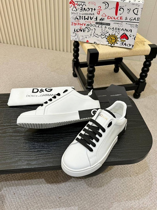 Кожаные кроссовки Dolce & Gabbana Portofino - White