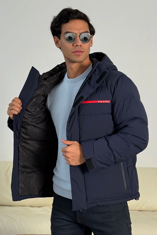 Мужской пуховик Prada Linea Rossa - Navy
