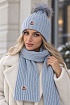 Комплект из шапки и шарфа голубого цвета Moncler logo-patch