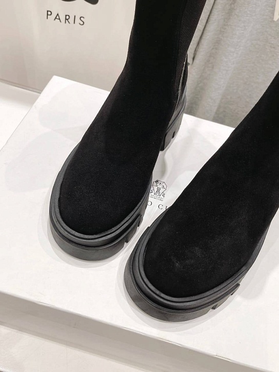 Женские замшевые ботинки Brunello Cucinelli Premium - Black