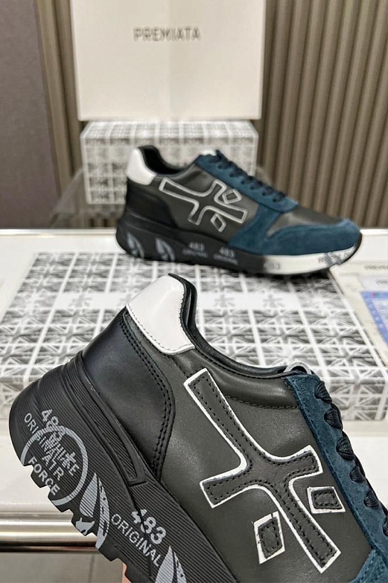 Кожаные кроссовки Premiata Mick - Black / Blue