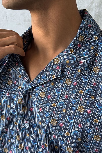 Мужская чёрная рубашка Dolce & Gabbana floral-print   