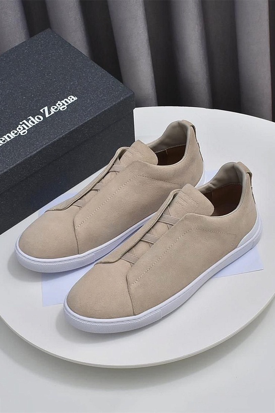 Бежевые кроссовки Ermenegildo Zegna Triple Stitch Suede