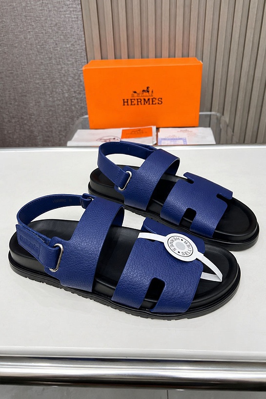 Мужские кожаные шлёпанцы Hermes Genius