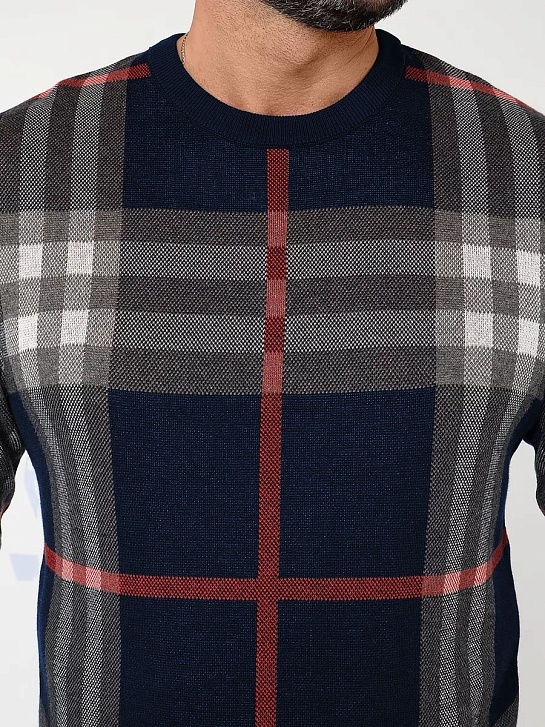 Мужская синяя кофта Burberry check pattern