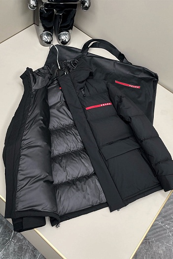 Мужской пуховик Prada Linea Rossa - Black   