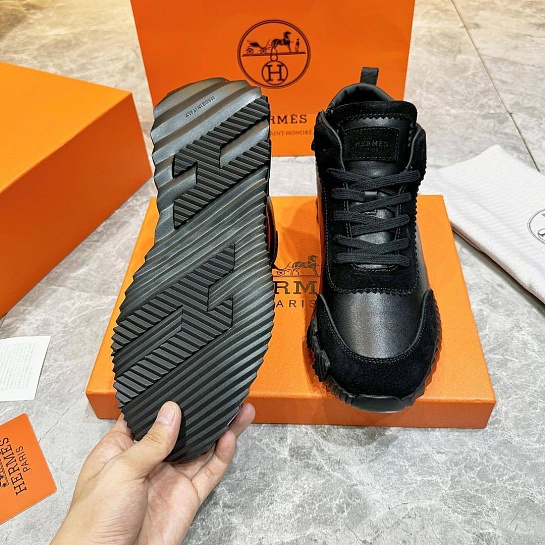 Кроссовки с мехом Hermes Bouncing high-top - Black