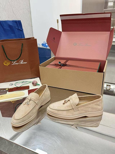 Женские замшевые лоферы Loro Piana Summer Charms Walk premium   