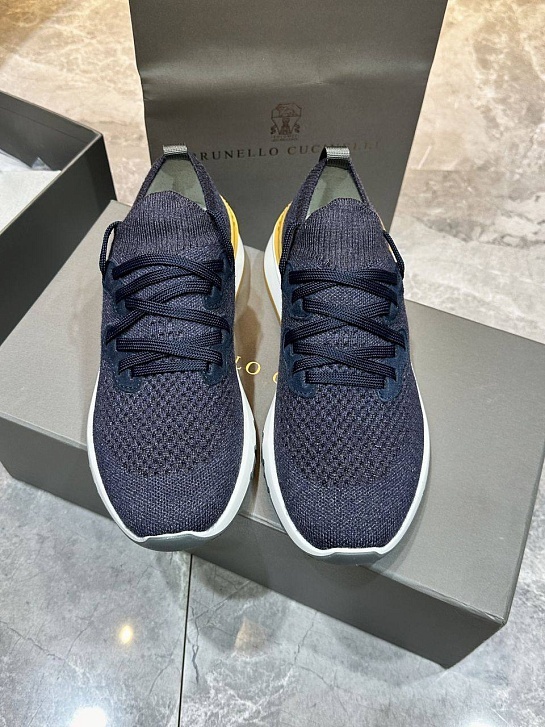 Текстильные кроссовки Brunello Cucinelli синего цвета