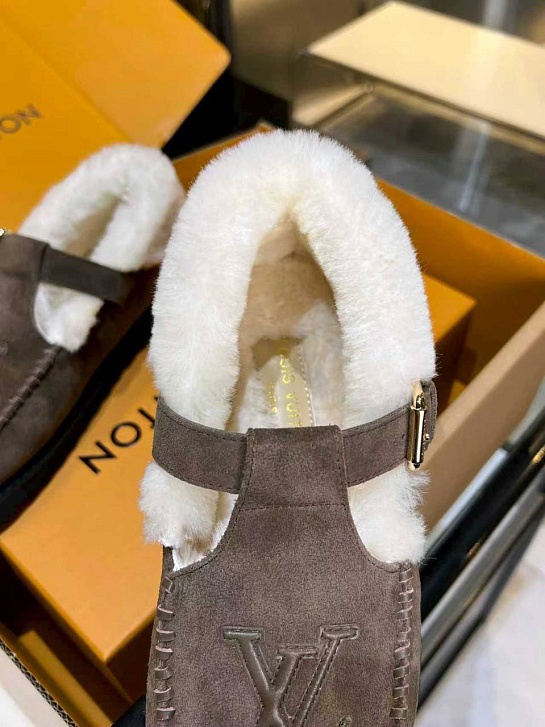 Женские меховые лоферы Louis Vuitton Colorado Comfort Mary Jane premium