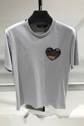 Серая мужская футболка Dolce&Gabbana camouflage heart   