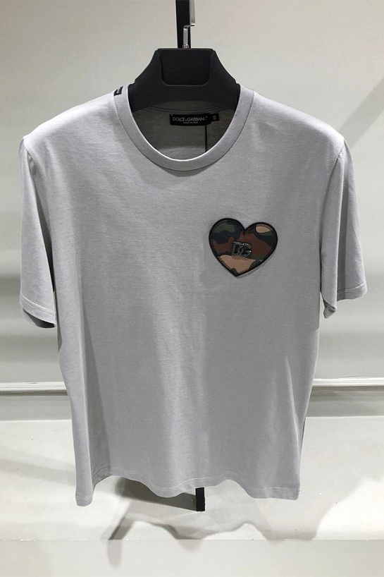Серая мужская футболка Dolce&Gabbana camouflage heart