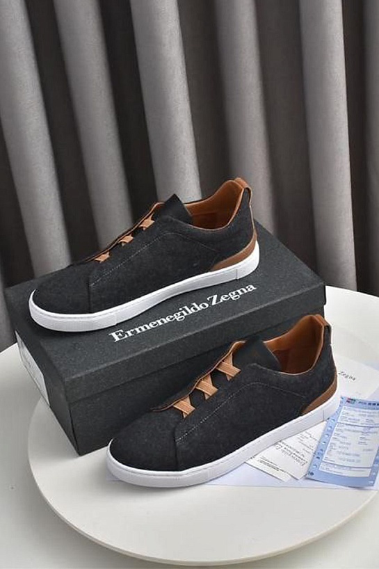 Чёрные кроссовки Ermenegildo Zegna Triple Stitch Wool