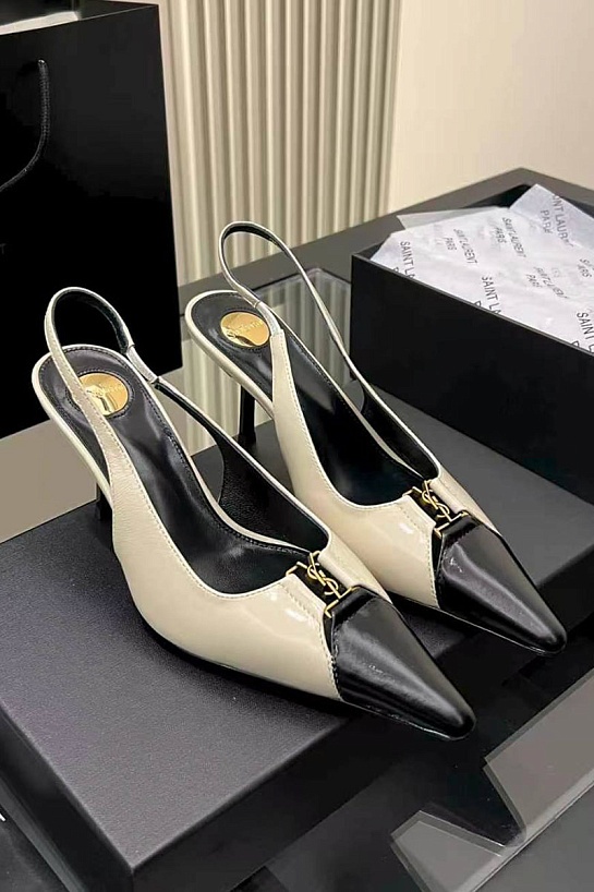 Женские кожаные туфли на каблуке Yves Saint Laurent premium