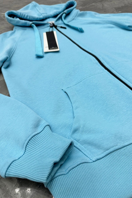 Голубая кофта на молнии Stone Island compass-patch