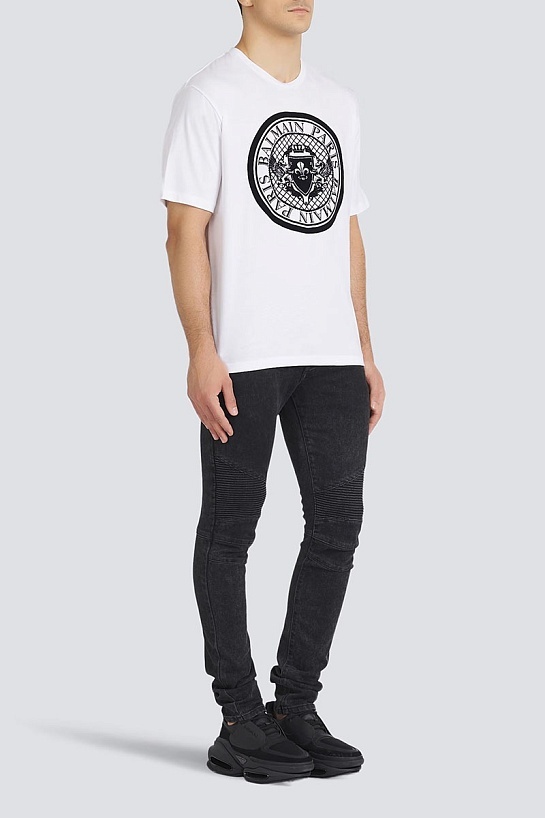 Белая оверсайз футболка Balmain Medallion logo-print