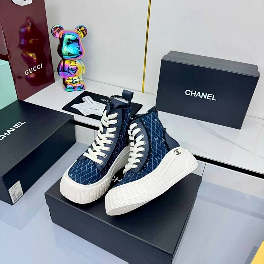 Женские кеды Chanel premium - Navy   