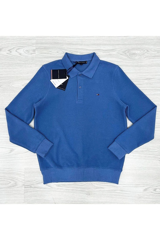Синее поло с длинным рукавом Tommy Hilfiger