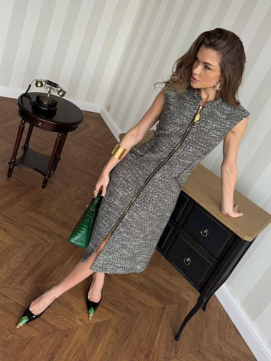 Женское платье на молнии Schiaparelli premium - Grey   