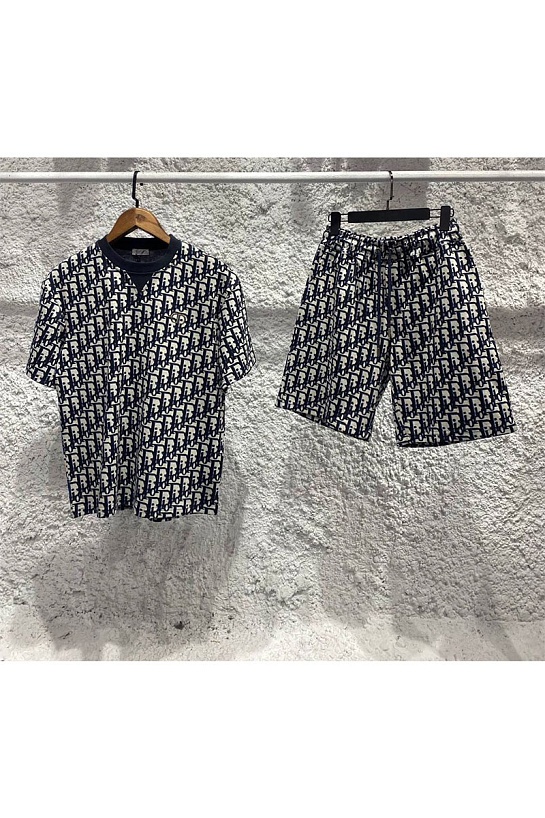 Мужские шорты Dior Oblique - Navy / White