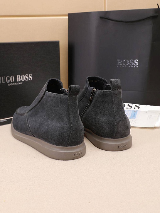 Замшевые лоферы с мехом Hugo Boss high-top - Grey