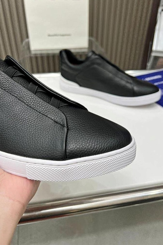 Чёрные кожаные кроссовки Ermenegildo Zegna
