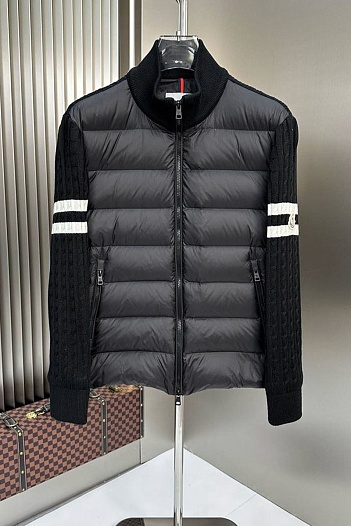 Мужская вязанная куртка Moncler logo-patch - Black   