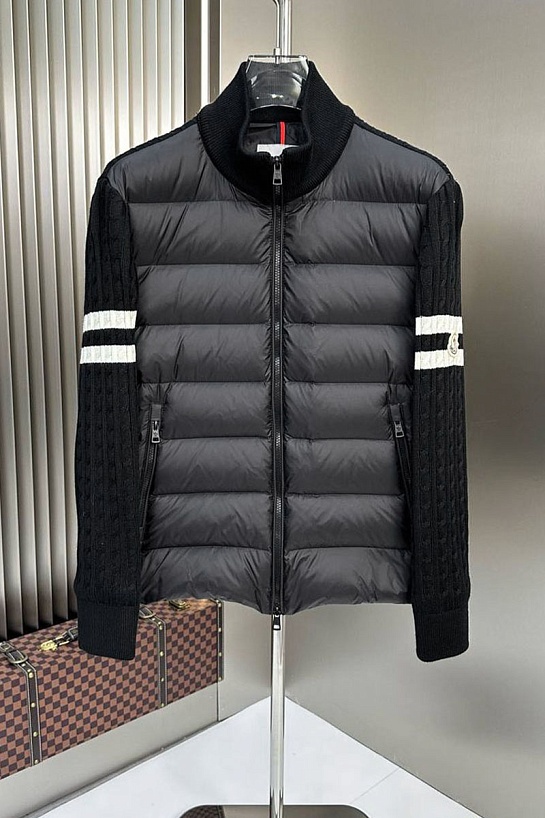 Мужская вязанная куртка Moncler logo-patch - Black