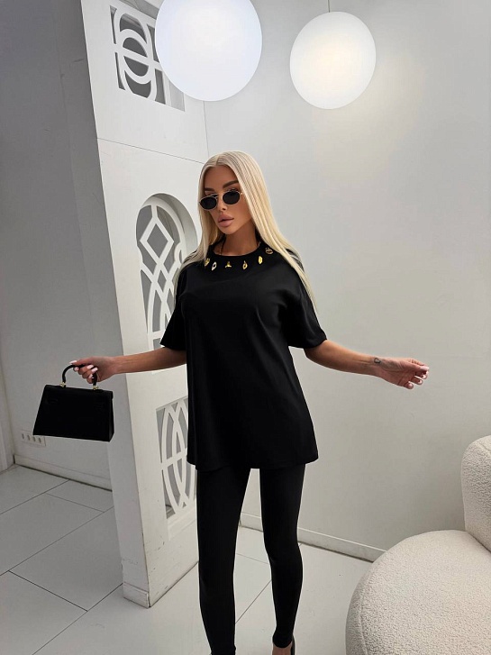 Женская базовая футболка Schiaparelli premium - Black