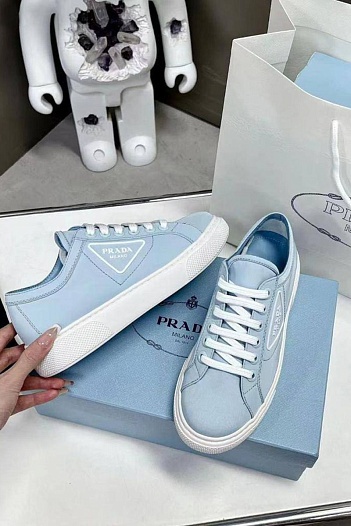 Женские текстильные кроссовки Prada - Blue   