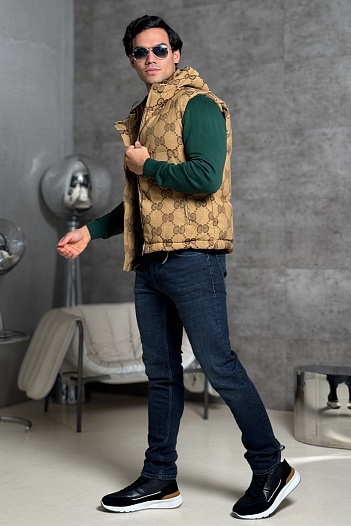 Мужской бежевый жилет Gucci GG Monogram   