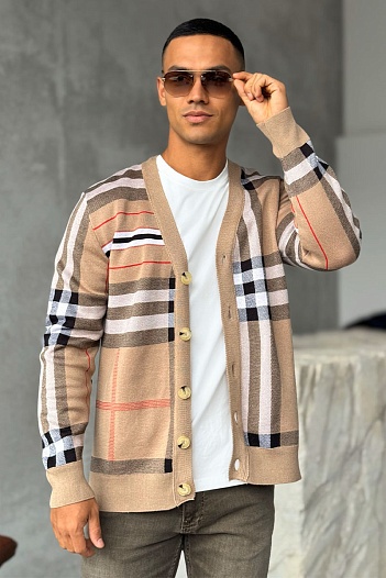 Мужской бежевый кардиган Burberry Vintage Check   