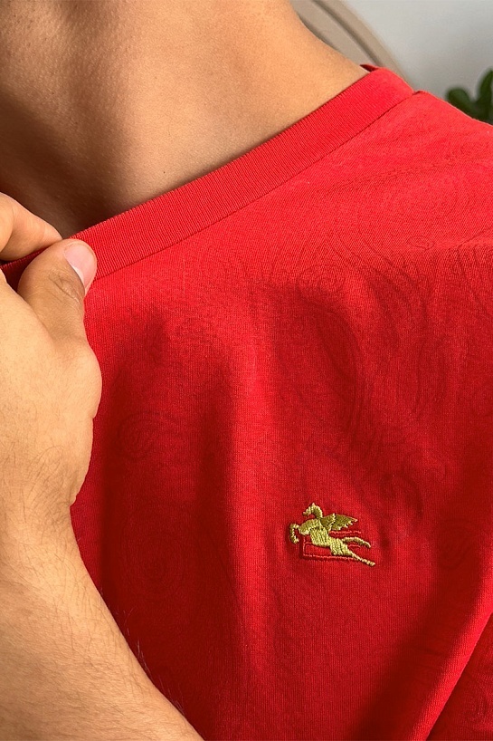 Красная мужская футболка Etro embroidered-logo