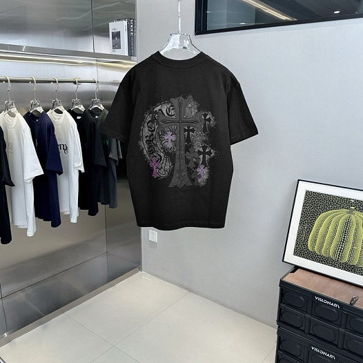 Чёрная оверсайз футболка Chrome Hearts Premium   
