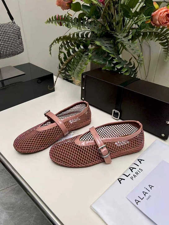 Женские плетёные балетки Alaia Fishnet Ballet premium