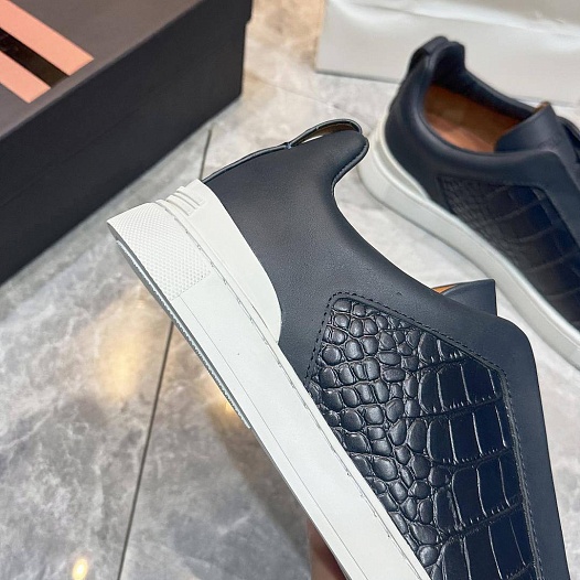 Мужские кроссовки Ermenegildo Zegna Triple Stitch Alligator - Navy   