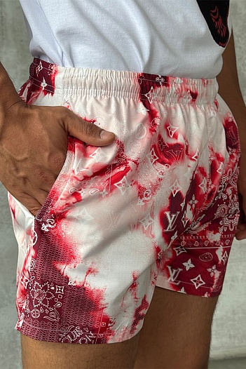 Мужские красные шорты Louis Vuitton monogram bandana   