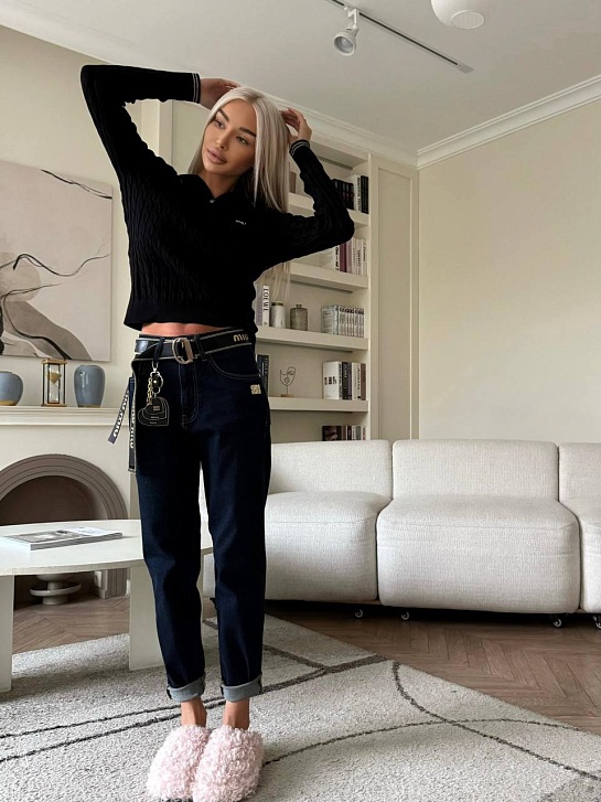 Женские синие джинсы MIU MIU