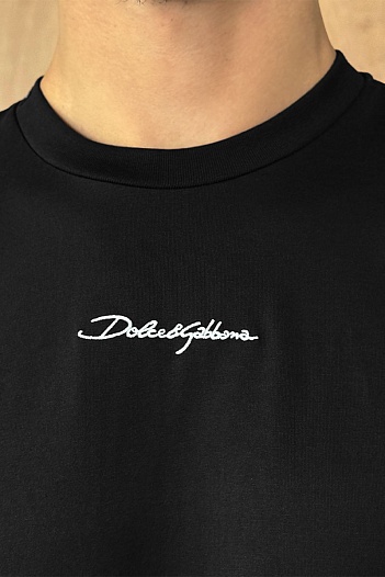 Футболка чёрного цвета Dolce & Gabbana logo-embroidered   