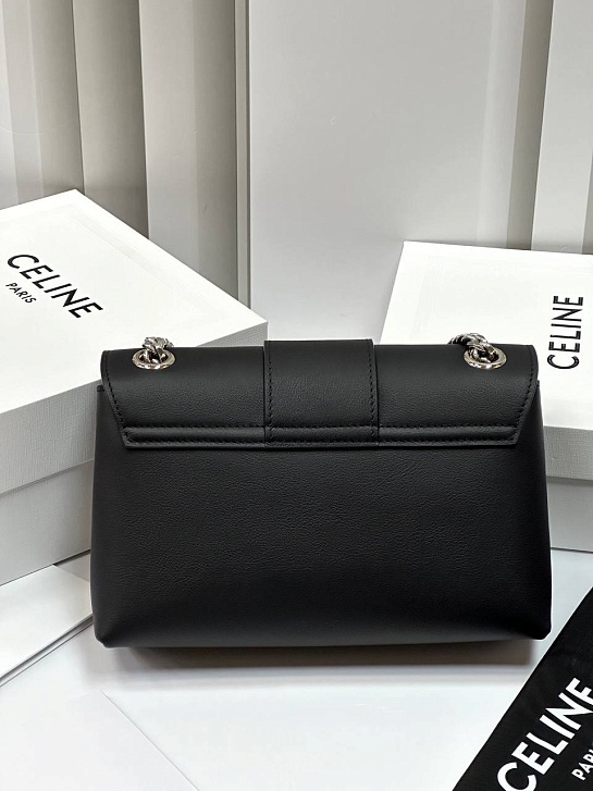 Женская сумка Celine Victorire Medium Premium 21x12x7 см - Black / Silver