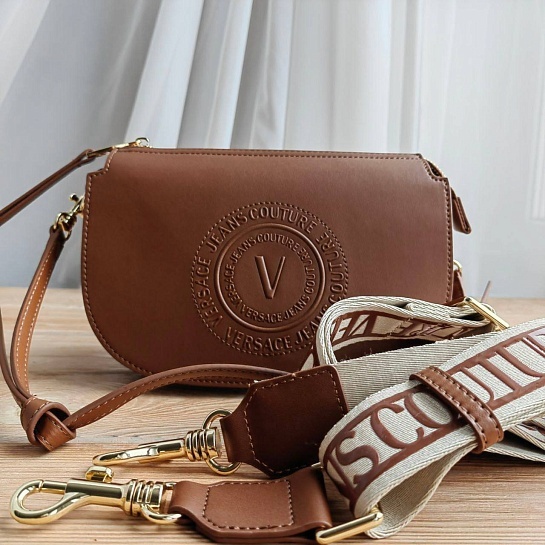 Кожаная сумка Versace Jeans Conture 22x15 см - Brown