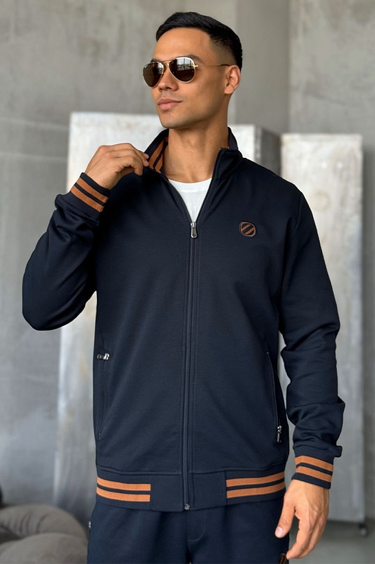 Кофта на молнии Zegna тёмно-синего цвета