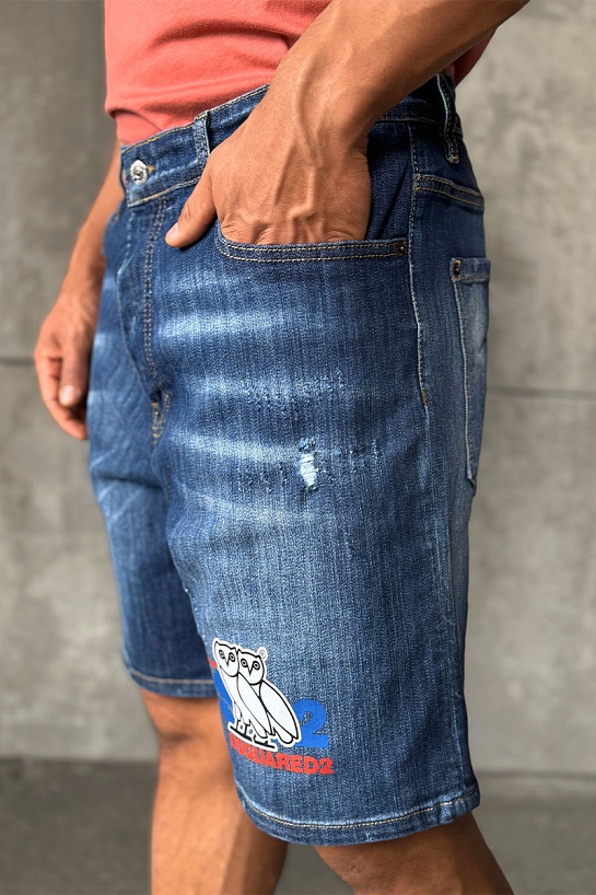 Синие джинсовые шорты Dsquared2 x OVO