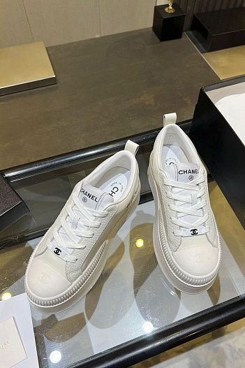 Женские кожаные кроссовки Chanel premium   