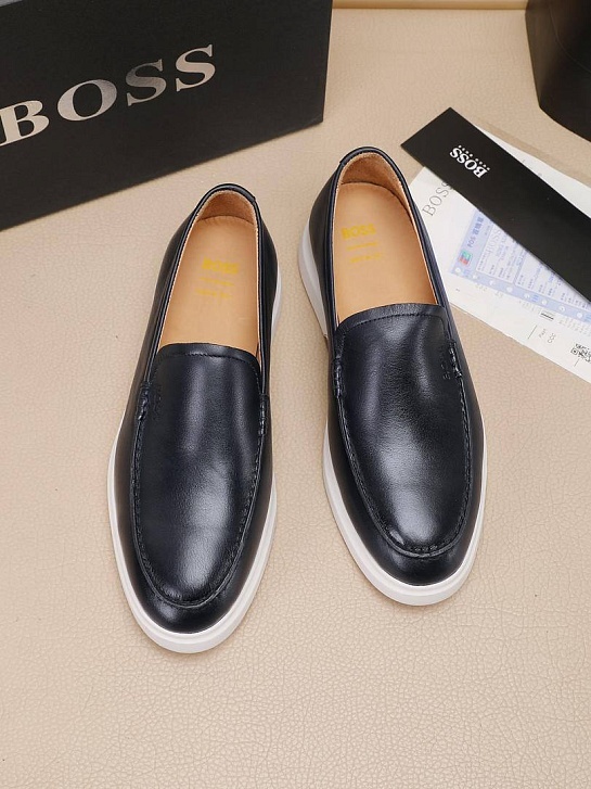 Кожаные лоферы Hugo Boss embossed logo - Navy / White