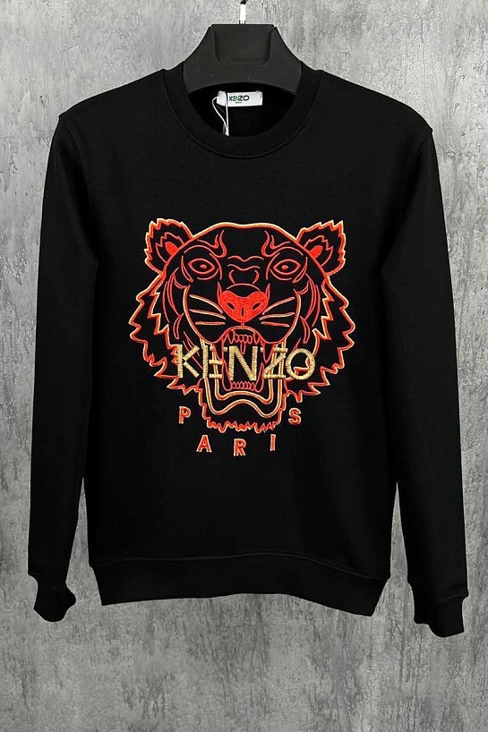 Чёрный мужской свитшот Kenzo Tiger Head embroidered