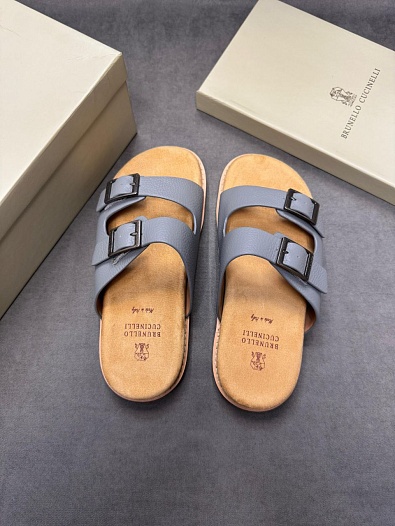 Кожаные шлёпанцы Brunello Cucinelli Urban - Grey   