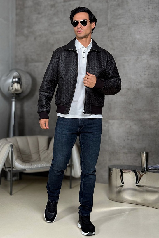 Мужская кожаная куртка Bottega Veneta premium